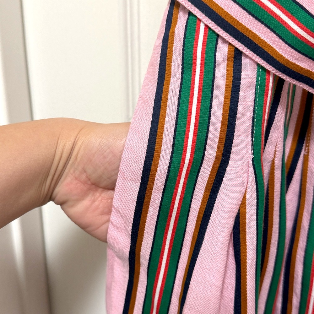 NWT Boden Arabella Linen Blend Dress in Pink Rich Emerald Stripe - Picture 11 of 13